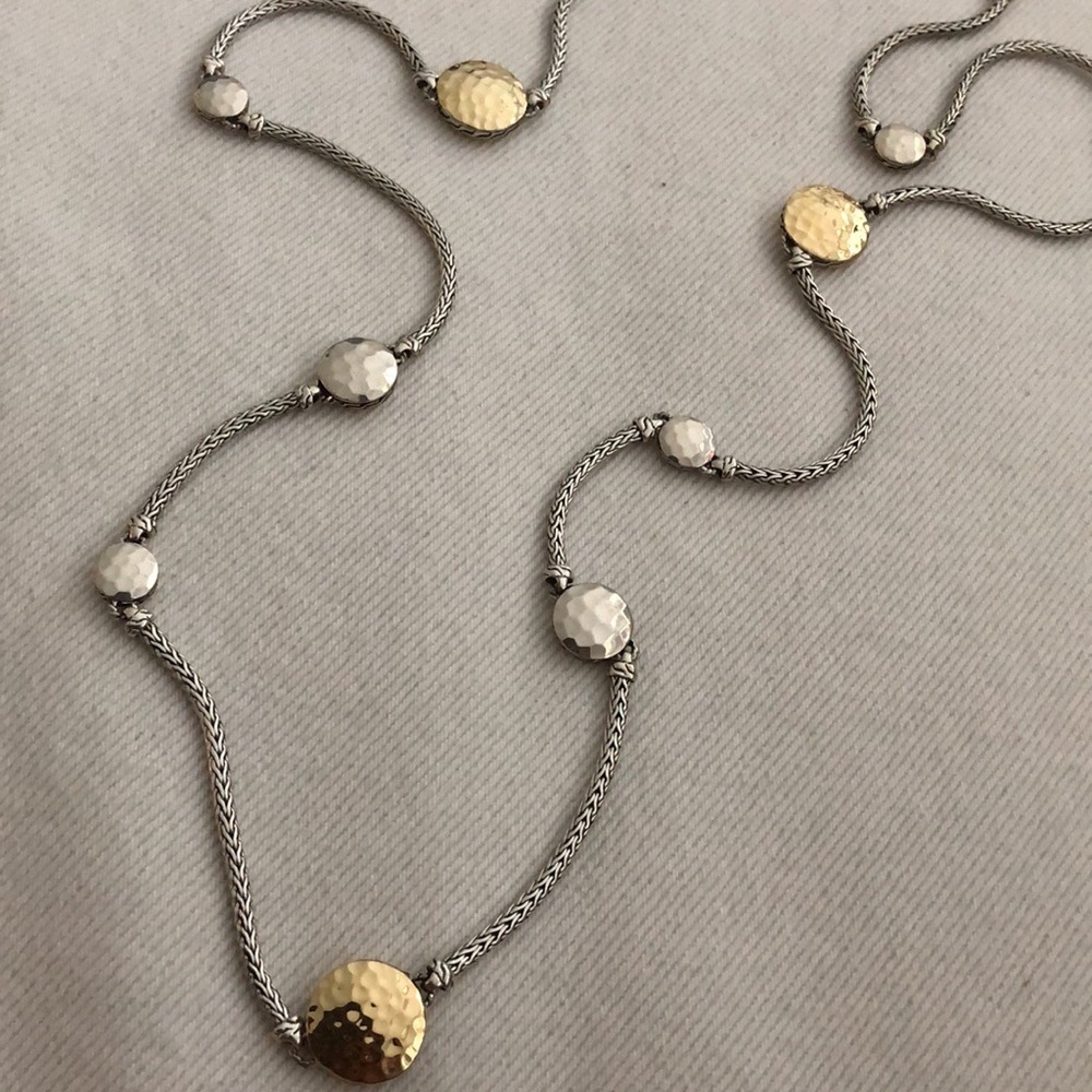 JOHN HARDY PALU SILVER & GOLD SAUTOIR NECKLACE 36” NWOT